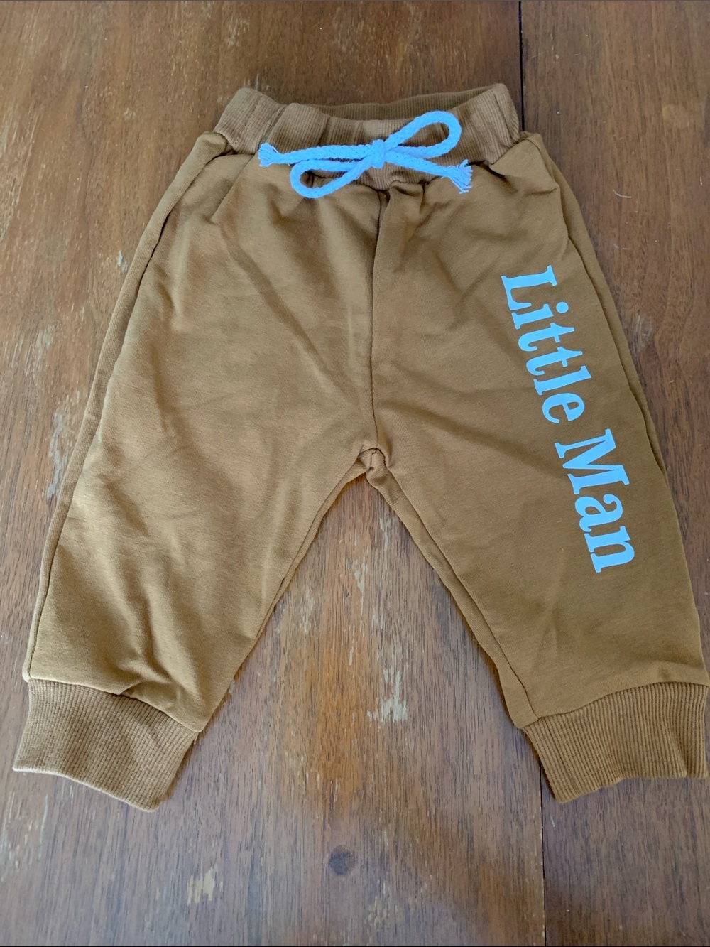 🍊5/$25 Toddler Brown 'Little Man' Jogger Sweatpants size 3-6m
